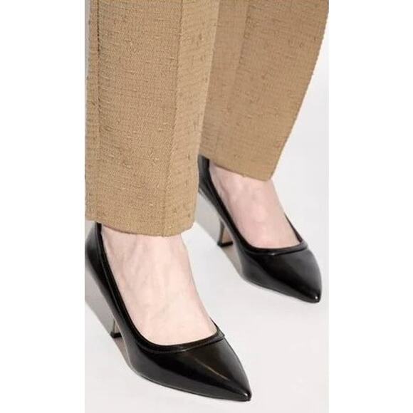 Women's Tory Burch Leather Kitten Heels Angle Pumps Black US Size 6.5 M - Picture 2 of 10